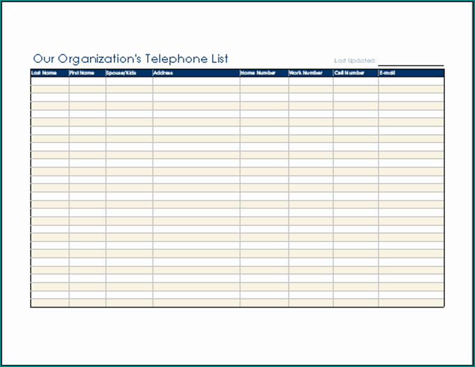 Company Phone Directory Template Example