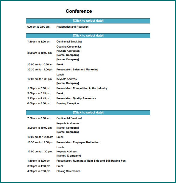 Conference Program Template Sample