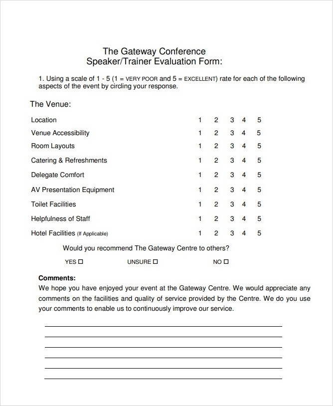 Conference Speaker Evaluation Form Conference Speaker Evaluation Form