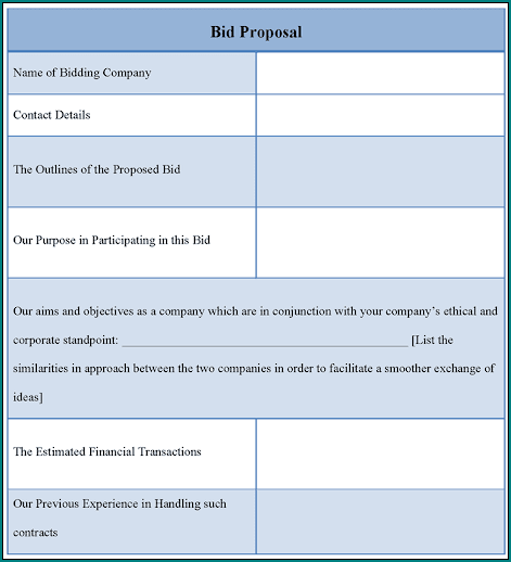 Construction Bid Form Example