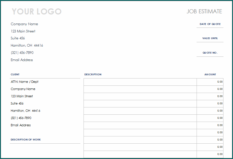 Construction Cost Estimate Template Excel