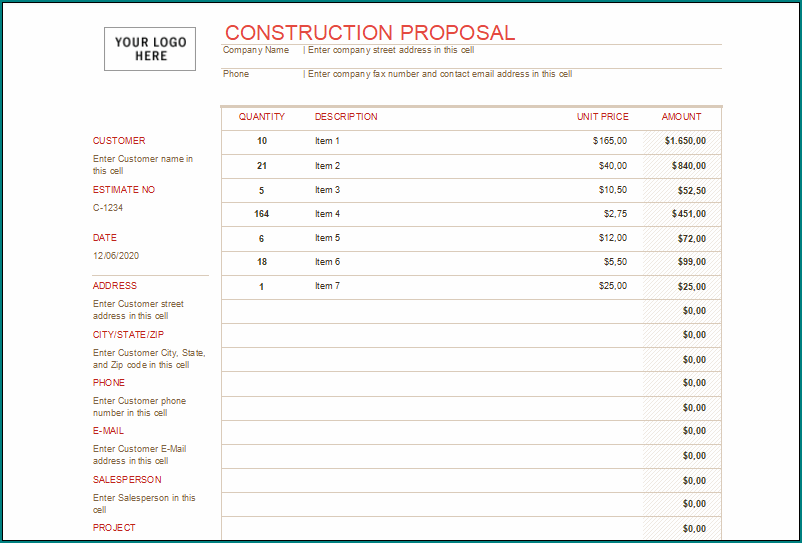 Construction Proposal Template