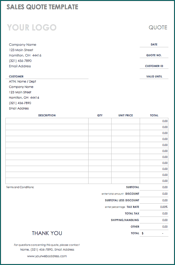 Construction Quote Template Sample