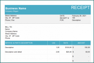 Construction Receipt Template