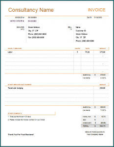 Consultant Service Invoice Template Example