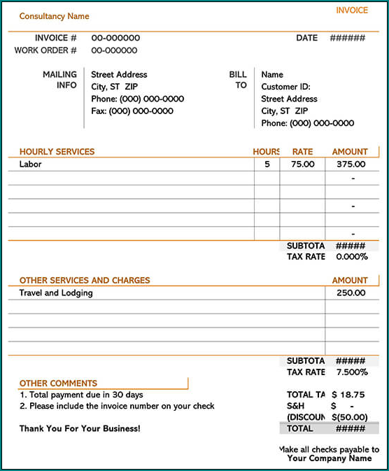 Consultant Service Invoice Template Sample