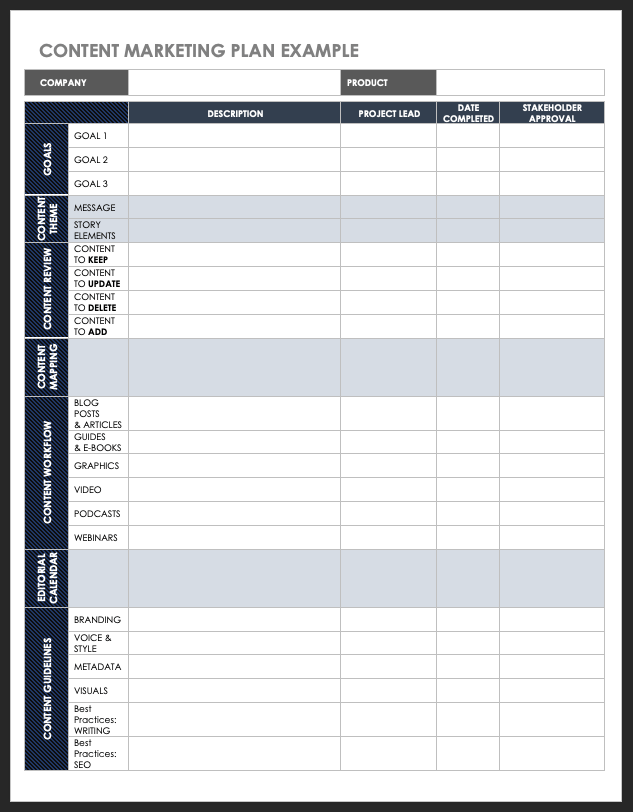 Content Marketing Planning Template Example Content Marketing Planning Template Example