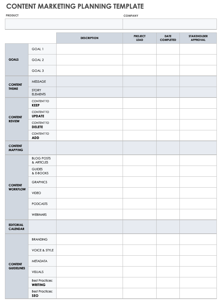 Content Marketing Planning Template Content Marketing Planning Template
