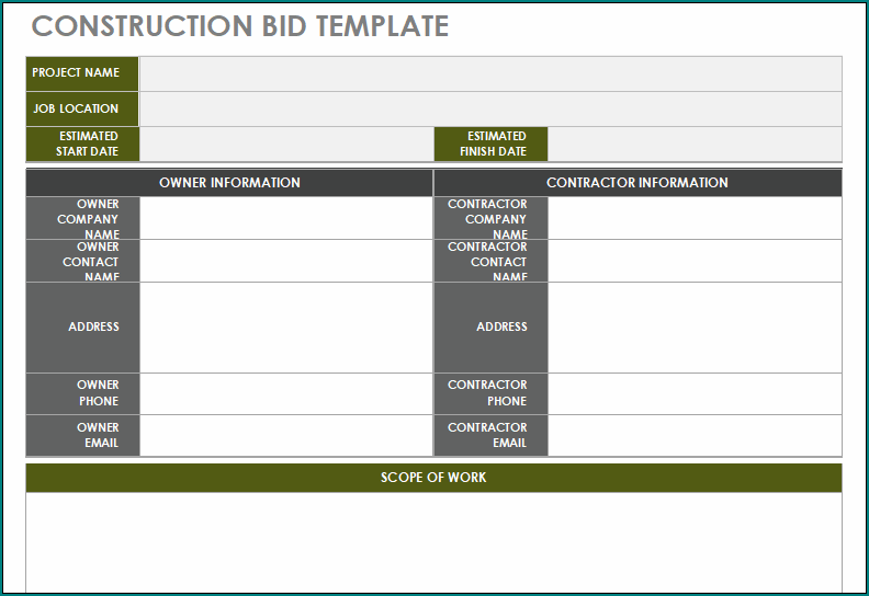 Contractor Bid Template