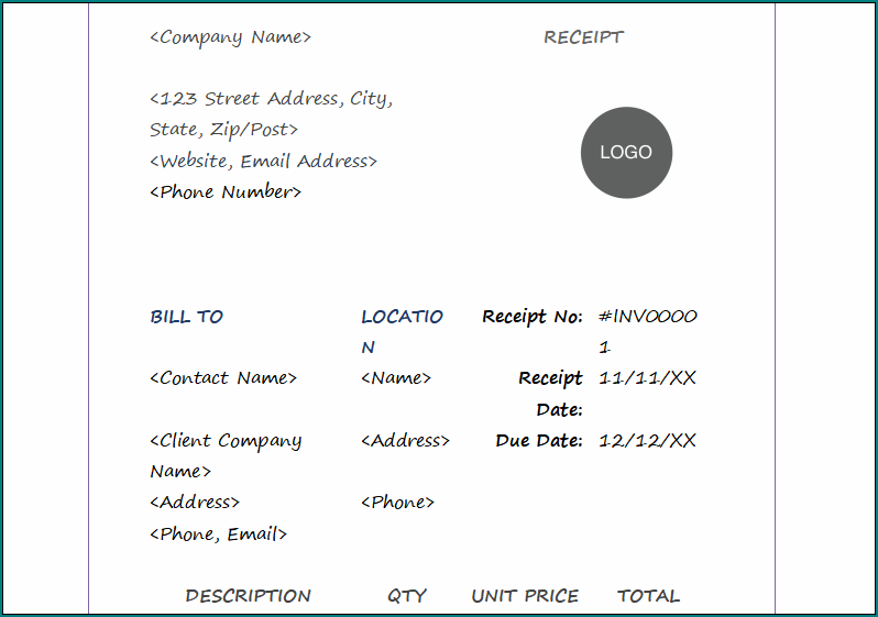 Contractor Receipt Template