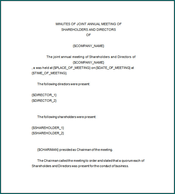 Corporate Meeting Minutes Template Example