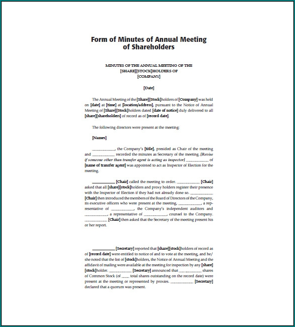 Corporate Meeting Minutes Template Word Sample