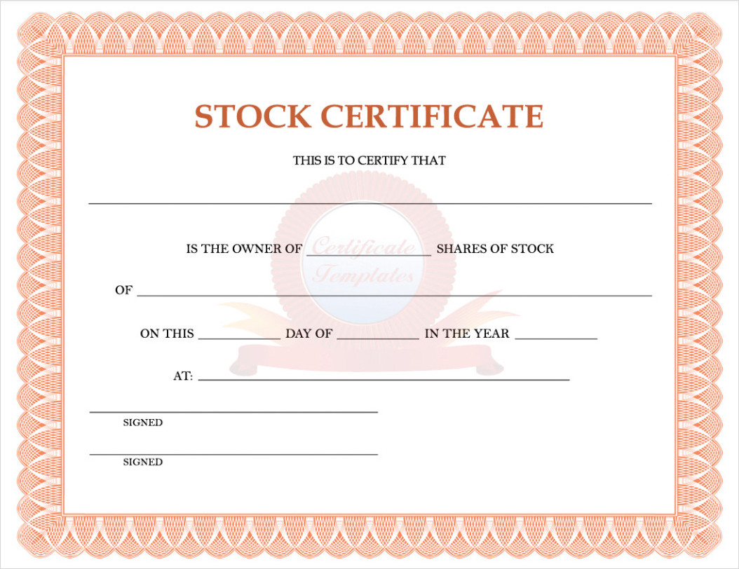 Corporate Stock Certificate Template Corporate Stock Certificate Template