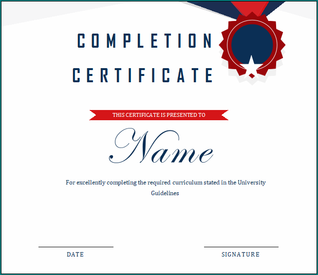Course Completion Certificate Template