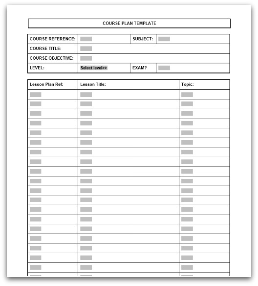 Course Planning Template Course Planning Template