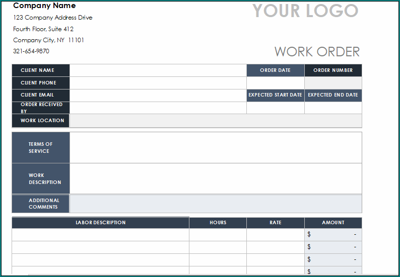 Custom Work Order Form