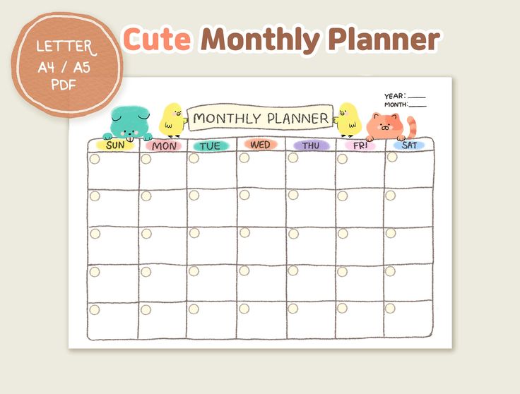 Cute Monthly Planner Template Example Cute Monthly Planner Template Example