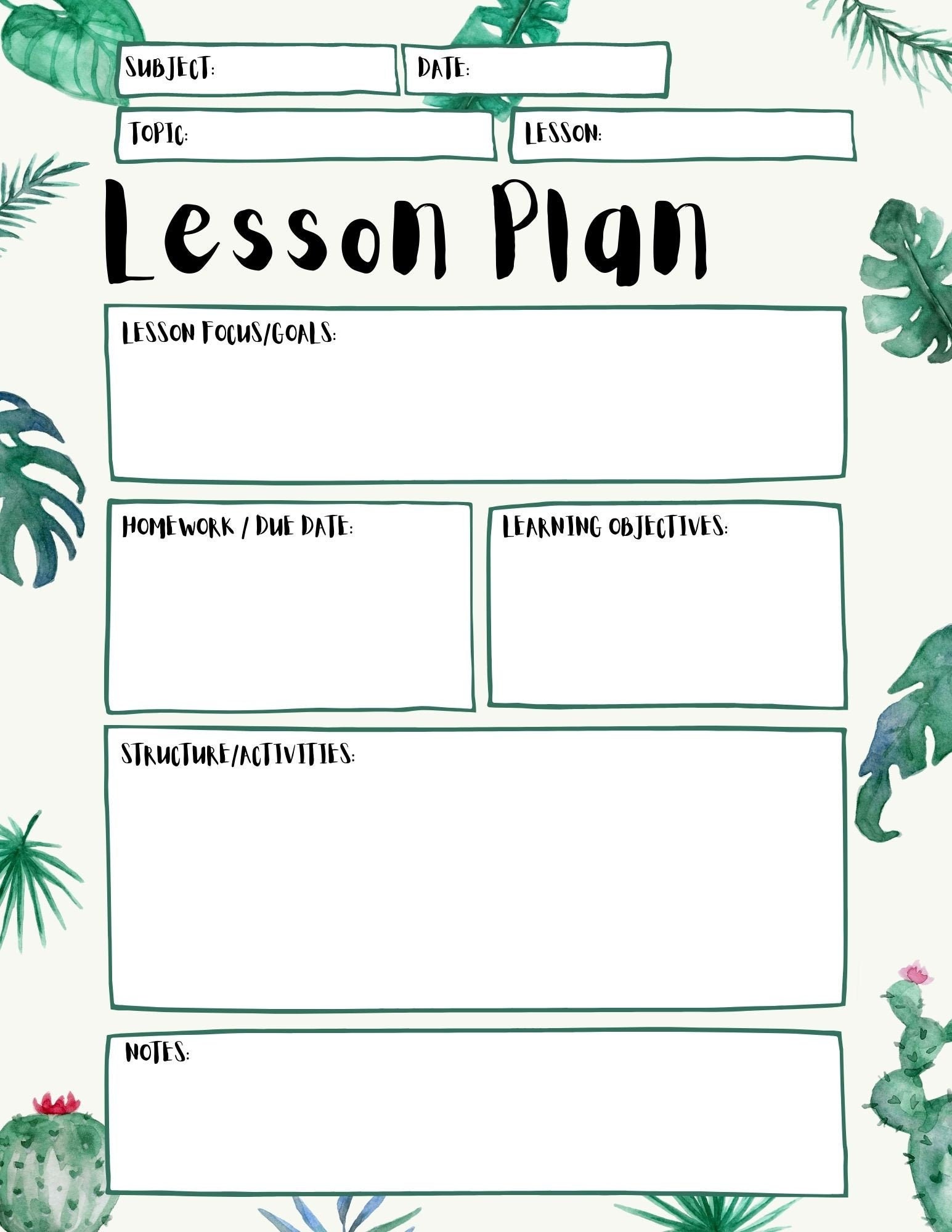 Daily Lesson Planner Template Daily Lesson Planner Template