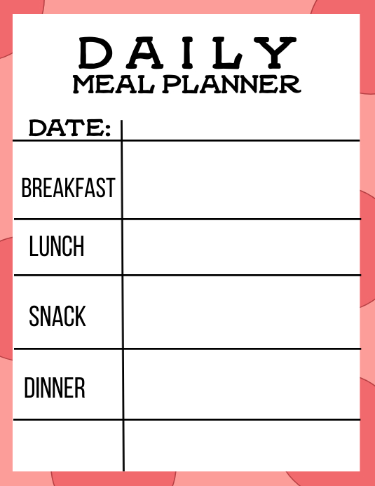 Daily Meal Planning Template Sample Daily Meal Planning Template Sample