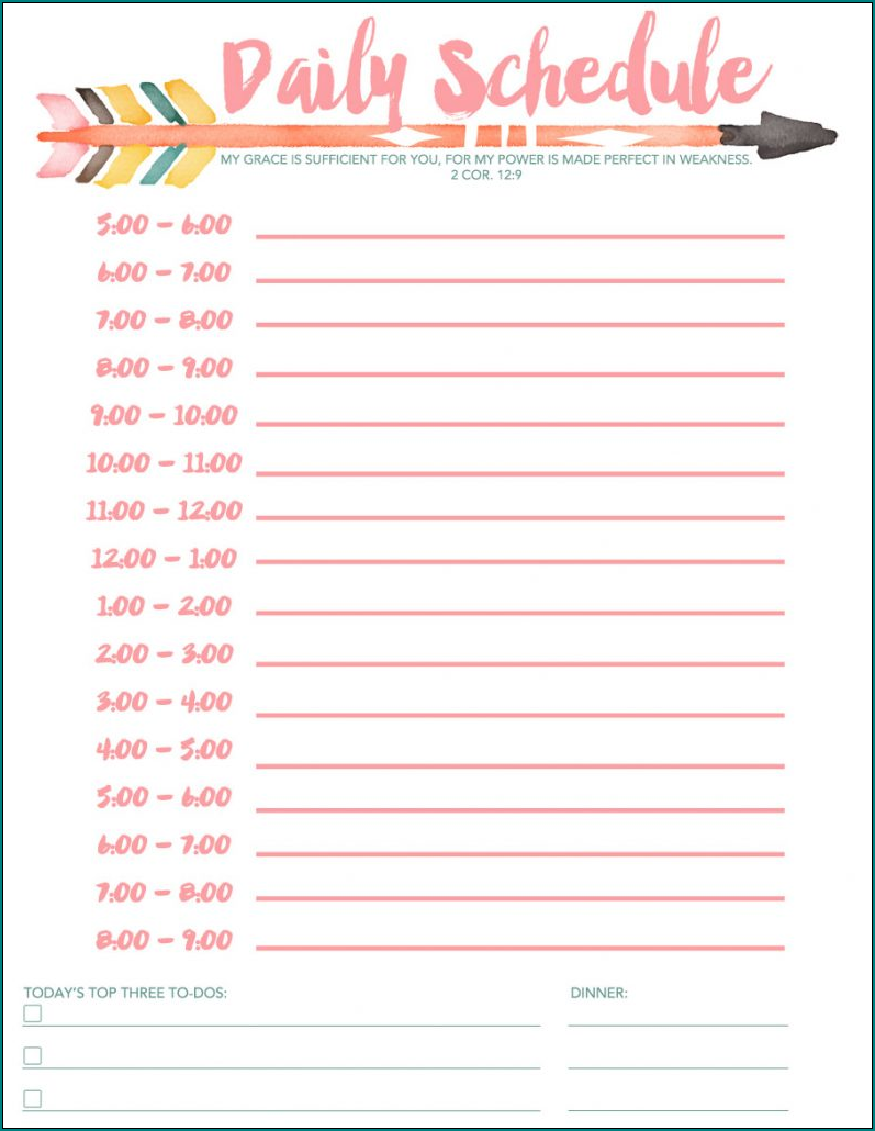 Daily Schedule Template Excel Sample
