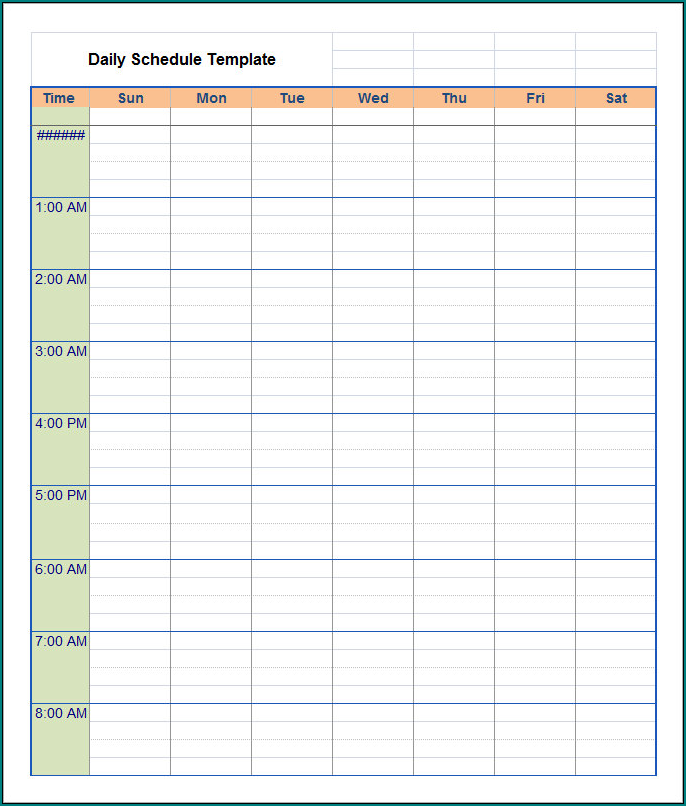 Daily Schedule Template Sample