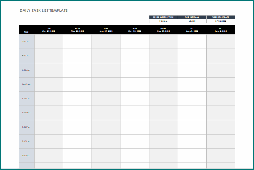 Daily Task List Template