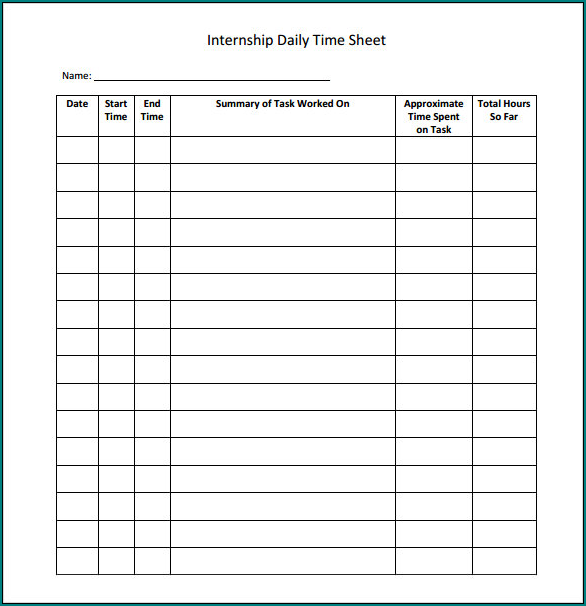 Daily Timesheet Template Sample