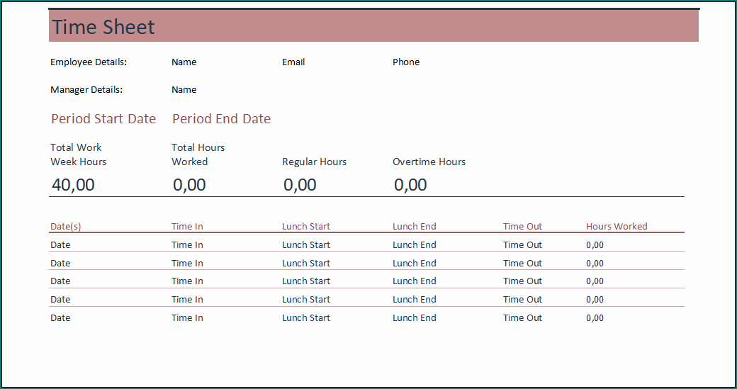 Daily Timesheet Template