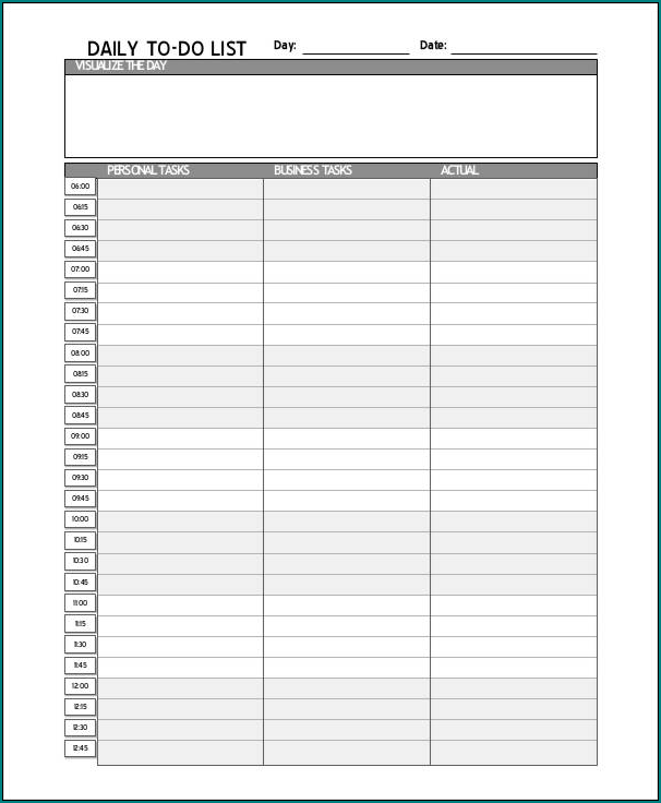 Daily To Do List Template Sample