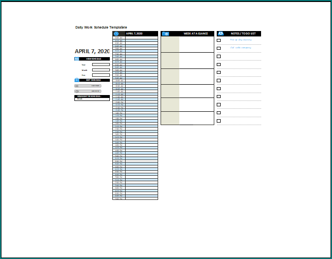 Daily Work Schedule Templatele