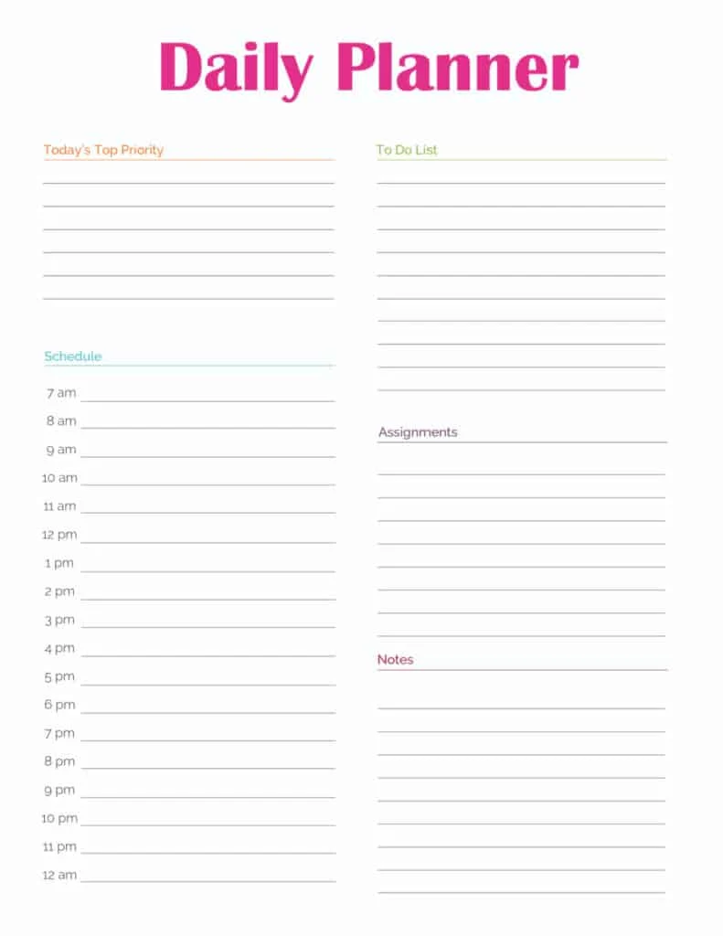 Day-to-day Planner Template Example Day-to-day Planner Template Example