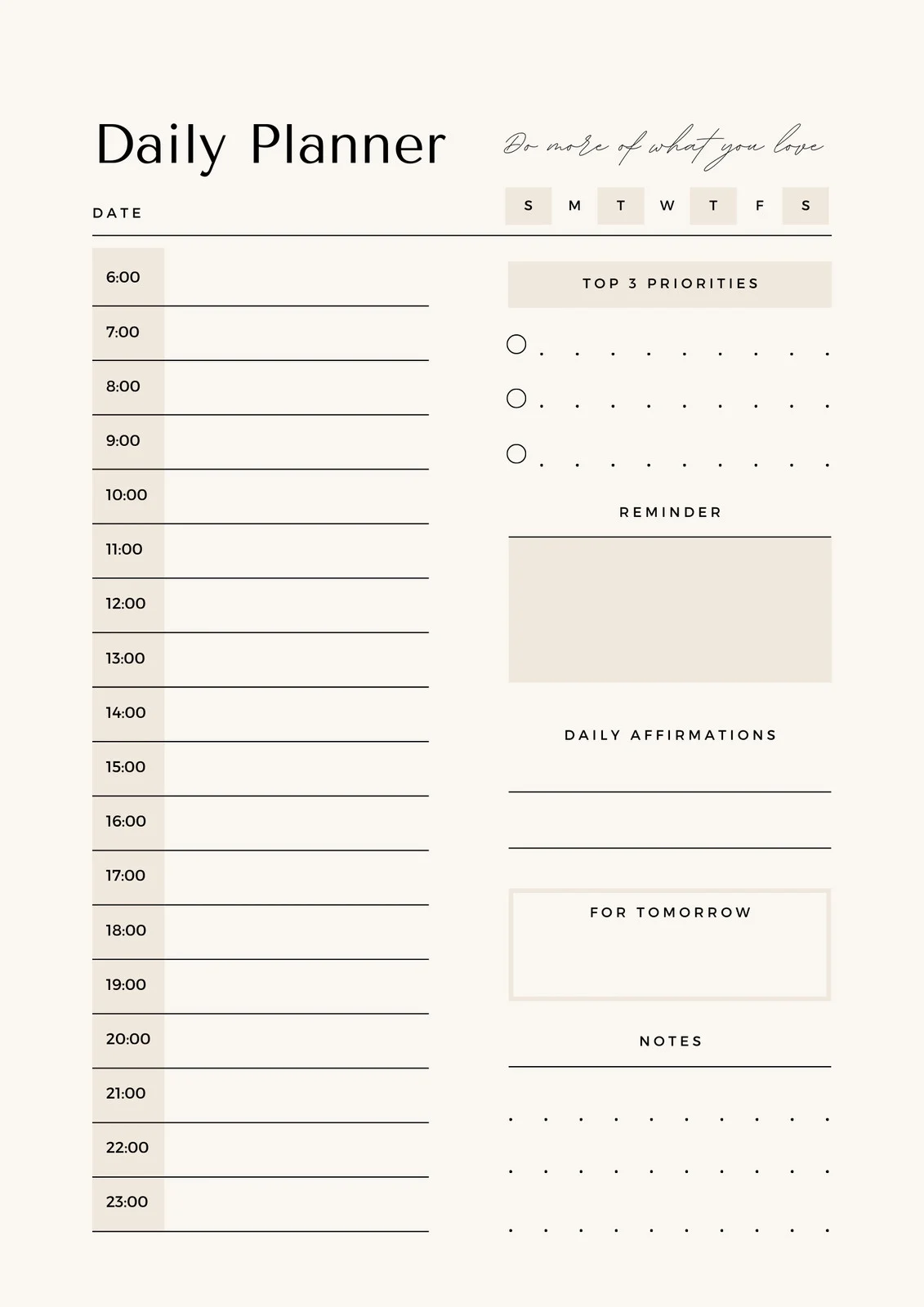 Day-to-day Planner Template Day-to-day Planner Template
