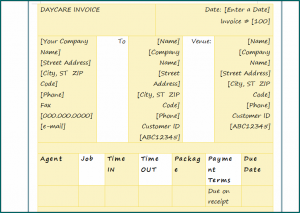 Daycare Receipt Template