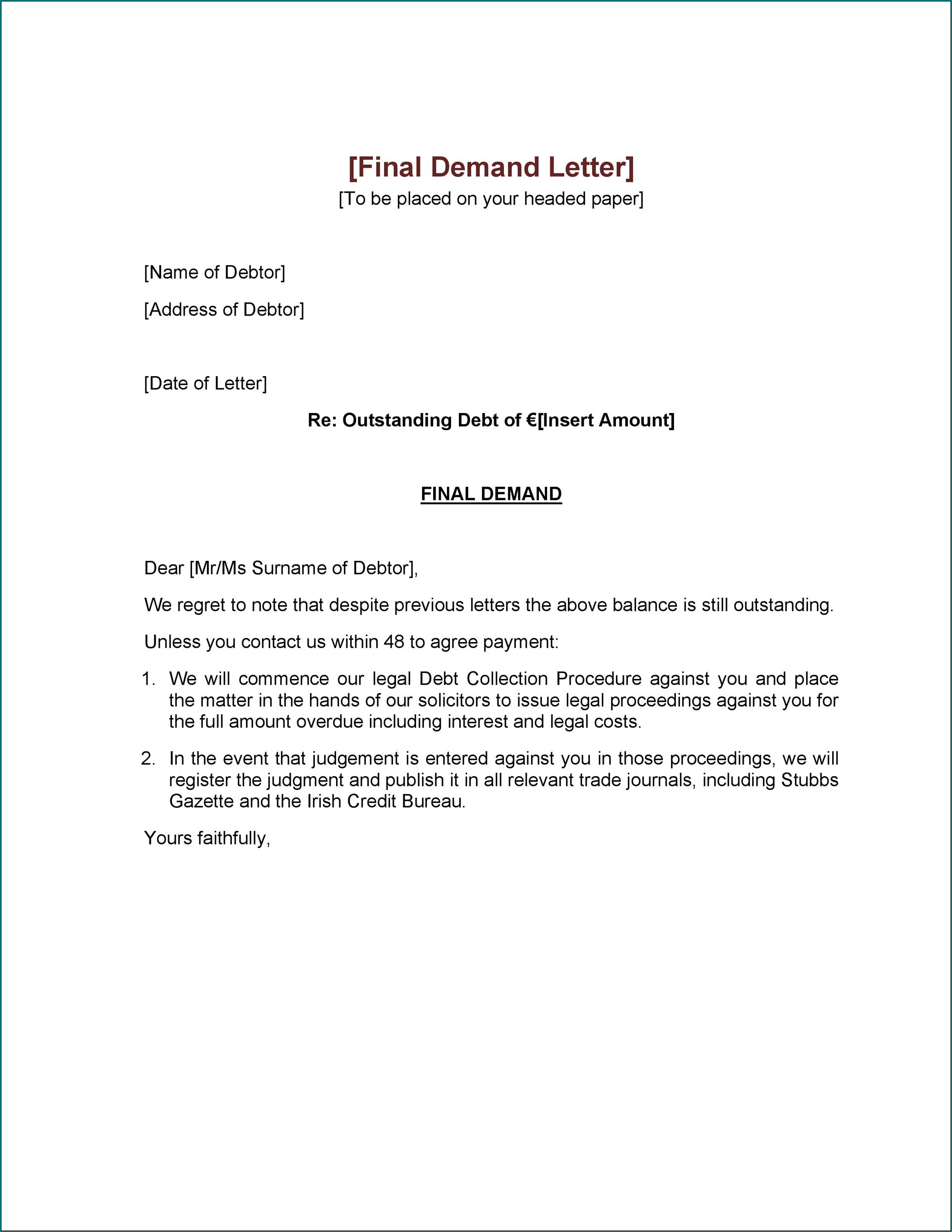Demand Letter Template Sample
