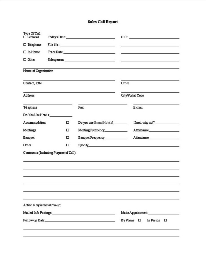 Editable Sales Call Report Template Editable Sales Call Report Template