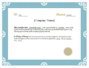 Editable Stock Certificate Template