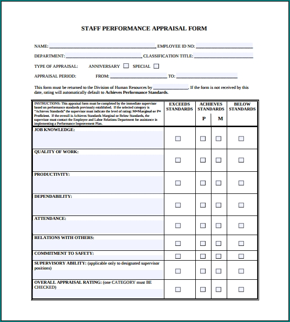 Employee Apraisal Form Example