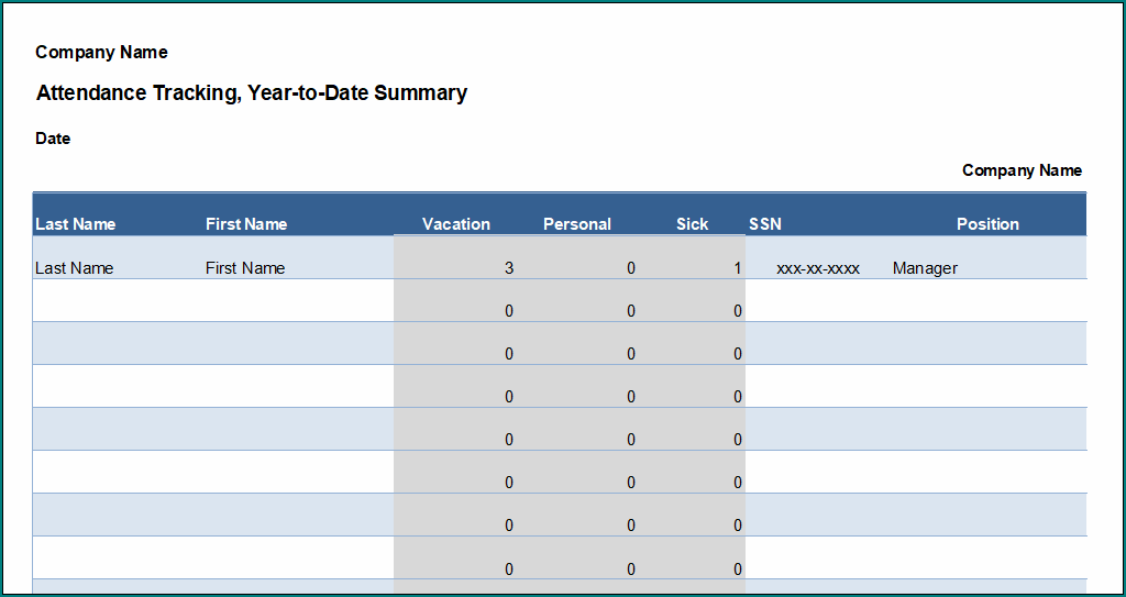 Employee Attendance Tracker Template