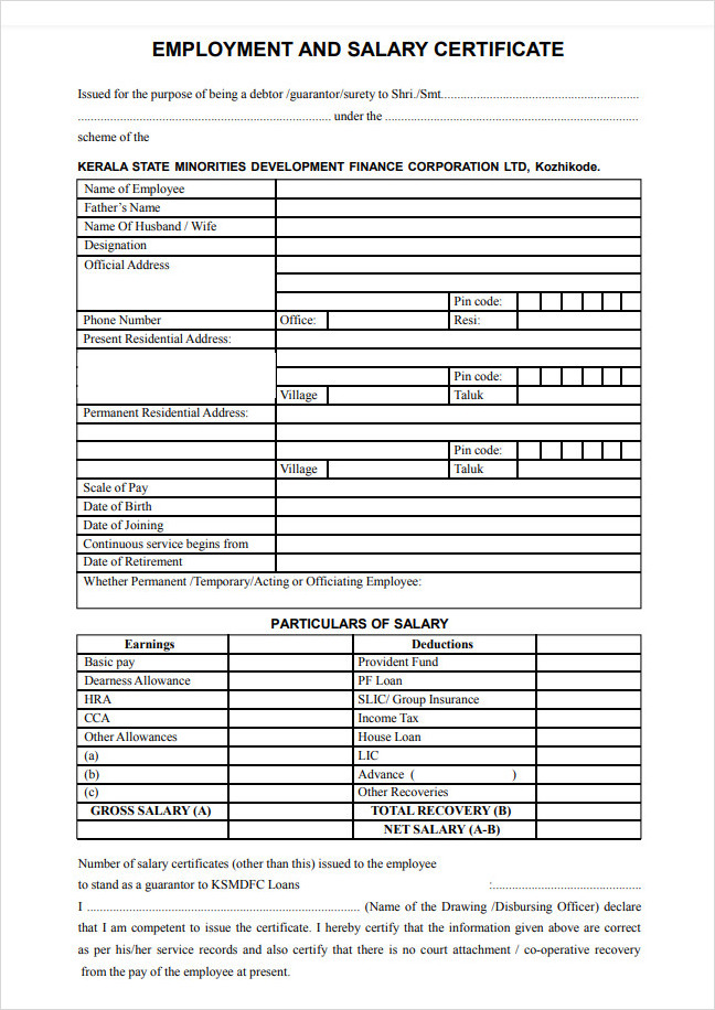Employee Salary Certificate Template Employee Salary Certificate Template