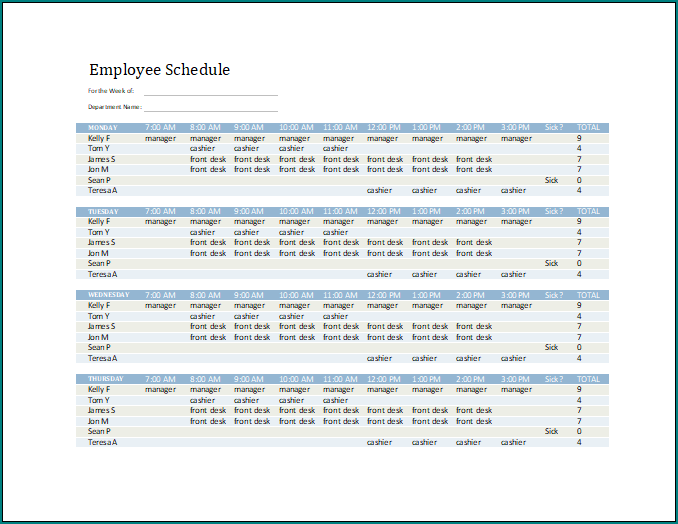 Employee Schedule Template