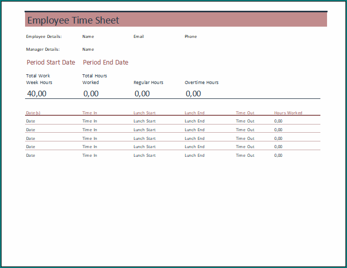 Employee Time Sheet Form