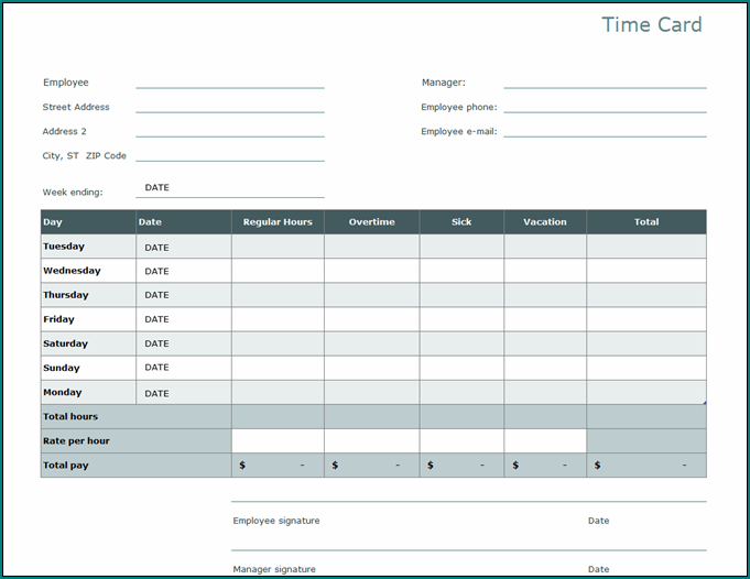 Employee Time Tracking Excel Sample