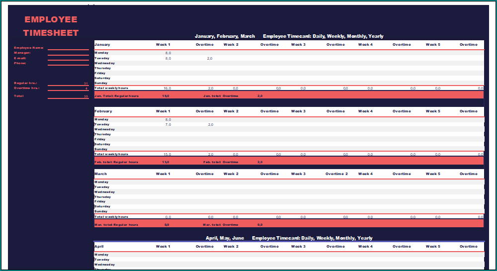 Employee Timesheet Template