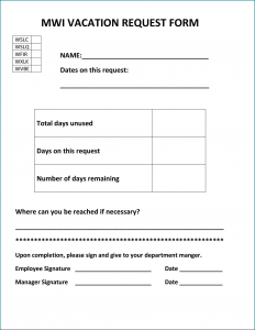 Employee Vacation Request Form Sample