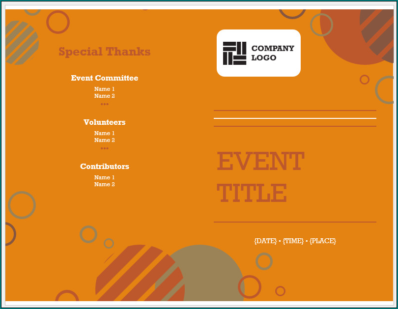Event Program Template Word Example