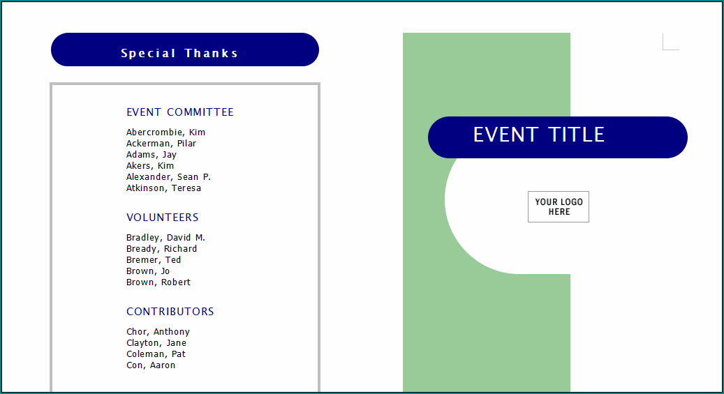 Event Program Template Word