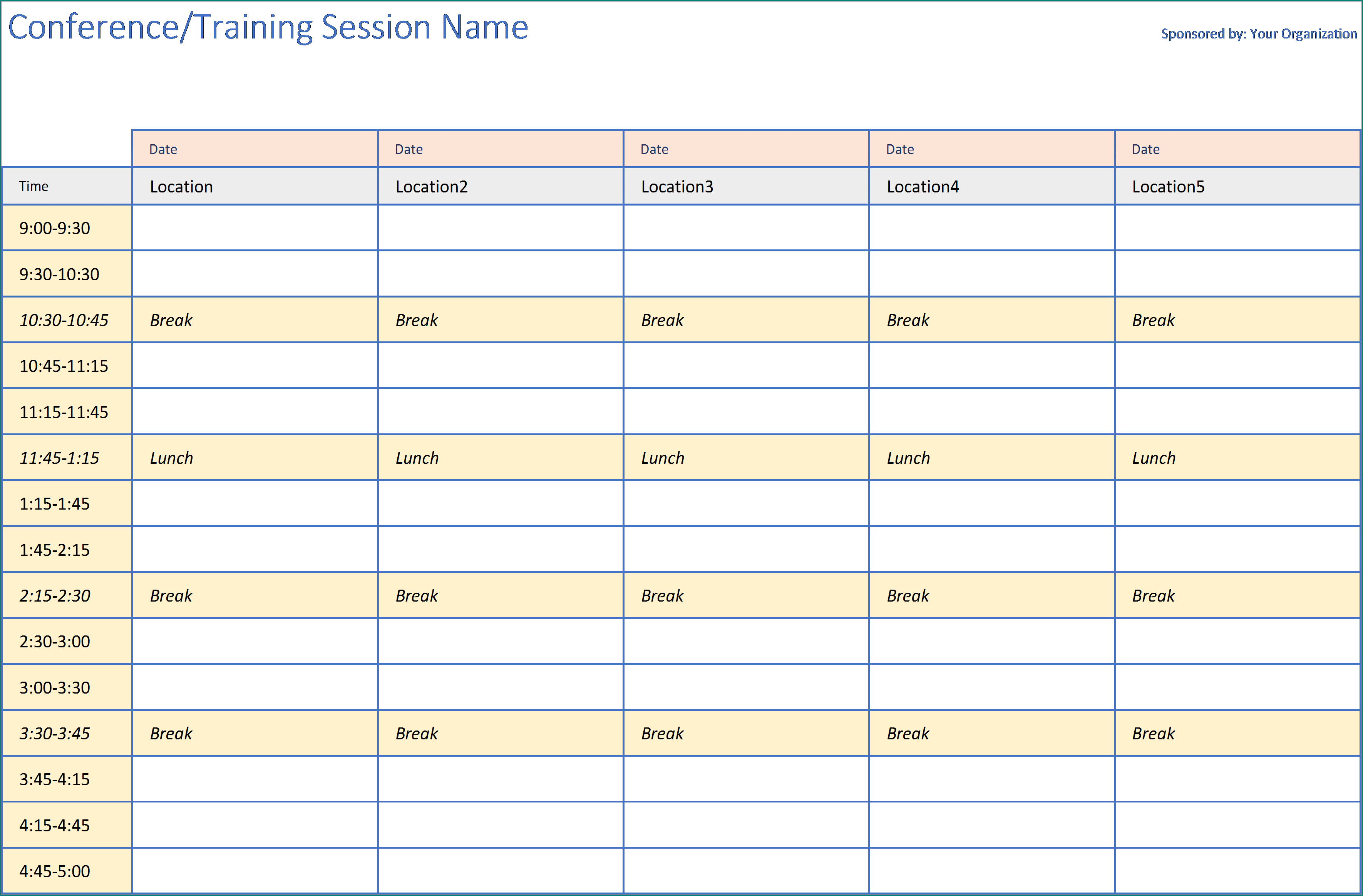 Event Schedule Template Sample