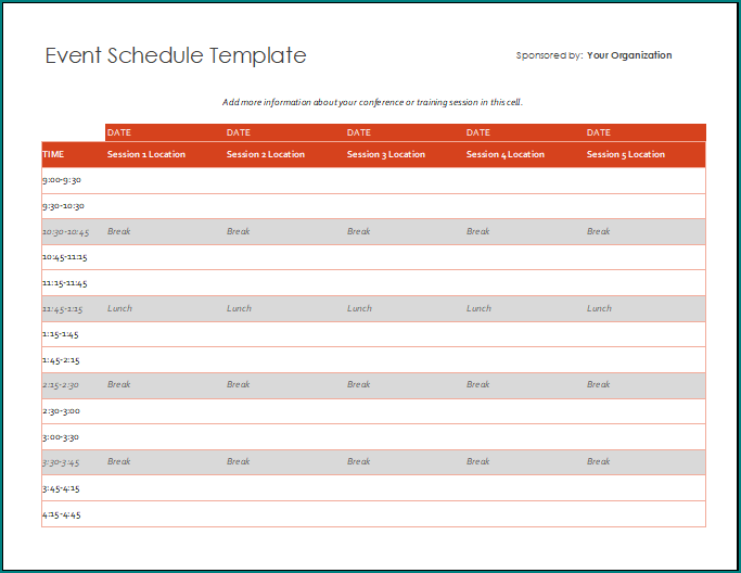 Event Schedule Template