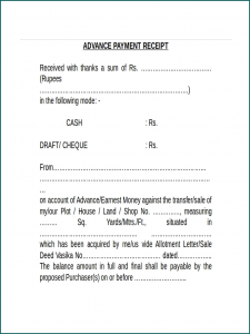 Example of Advance Payment Receipt Template