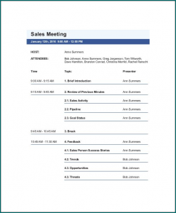Example of Agenda Template Word